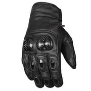 Men's Premium Cowhide Leather Motorcycle Gloves Cruising Riding Street Racing ATV Dirt Bike Motocross Palm Sliders Knuckle Armor Protected Powersports Biker Gear Glove Black XXL
